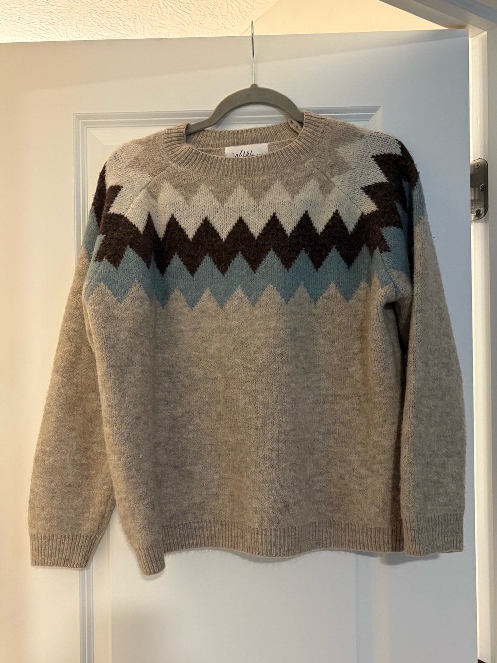 Wildflower Gray Fair Isle Knit Sweater | Cozy Crewneck | Oversized Fit
